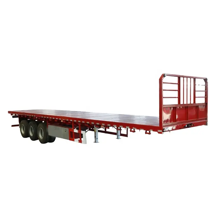 Flat Bed Trailers Semi Trailer Flatbed Container Transport Semi Truck Trailer 3 Axles 20ft 40ft 45ft Steel 2 / 3 / 4 30 Ton