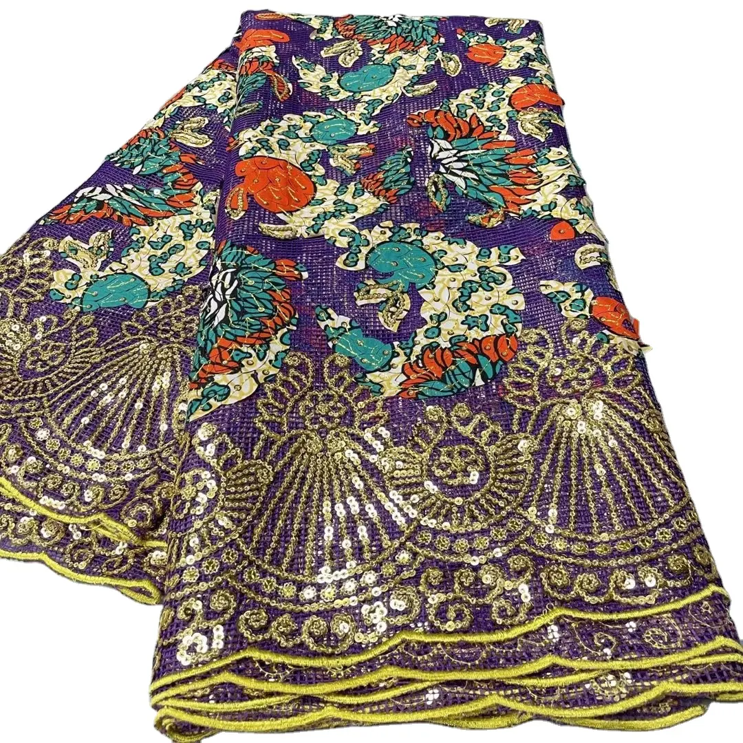 Cera africana Super Ankara africana di Design di alta classe con paillettes abiti di Design nigeriano che fanno con materiale cerato