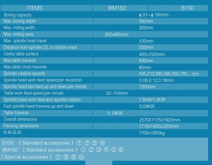 BM150金属加工用の多機能高品質垂直ファインボーリングおよびフライス盤 - Product Image 5