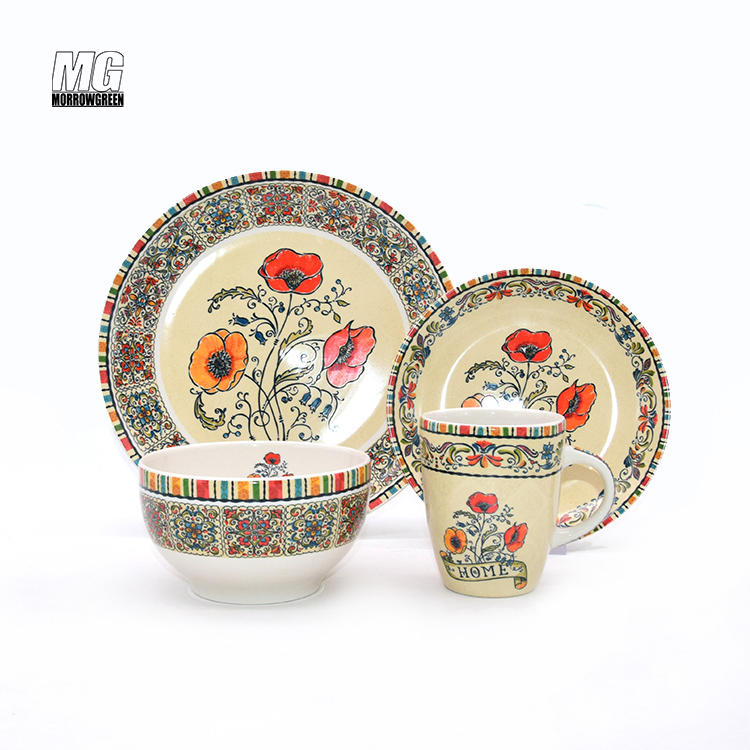 Ceramic Stoneware Porcelain Engraving New Arrived concise design restaurant hotel serving 16pcs dinner set ceramic
