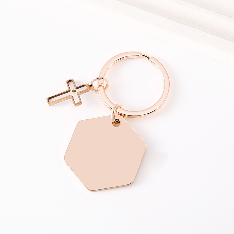 Colza cruz hexagonal de oro rosa