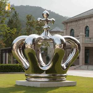 Tùy Chỉnh Thiết Kế Phong Cách Châu Âu Lớn Thép Không Gỉ Vương Miện Tác Phẩm Điêu Khắc Cho Lâu Đài Trang Trí Ngoài Trời - Product Image 1