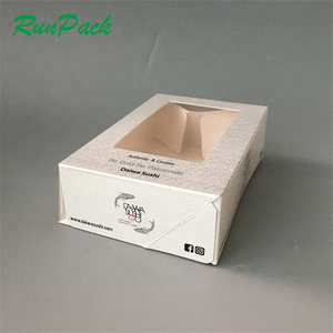 Cheap Custom Printing Biodegradable to Go Food Packaging Containers Takeaway Sushi Paper Box with clear Window