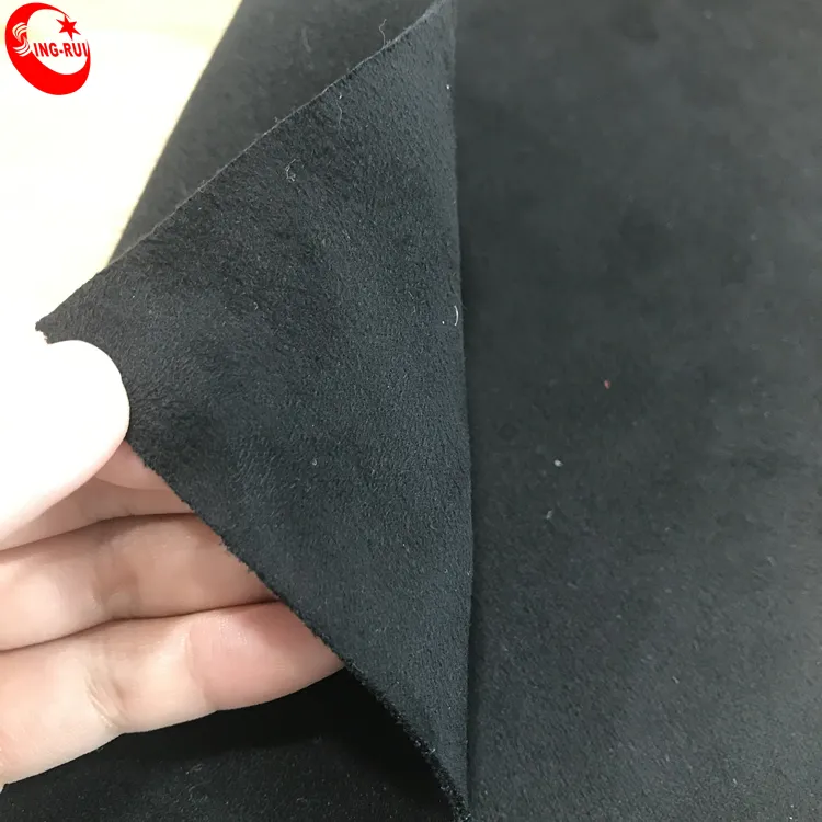 Tela de ante de cuero Artificial para zapatos, tela negra de Pu
