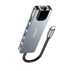JOKADE 6in 1 Multi-function Adapter <strong>TYPE</strong>-C to TC HDTV USB3.0 RJ45 Converter for Laptop <strong>Computer</strong> 5Gbps 4K 100W Fast Transmission - Product Image 4
