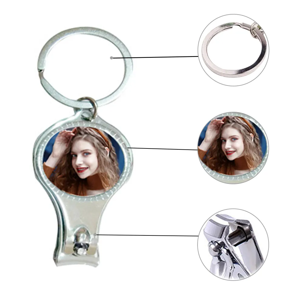 Multi-Function Sublimation Blank Foldable Hand Toe Opener Keyring Nail Scissors Nail Cutters