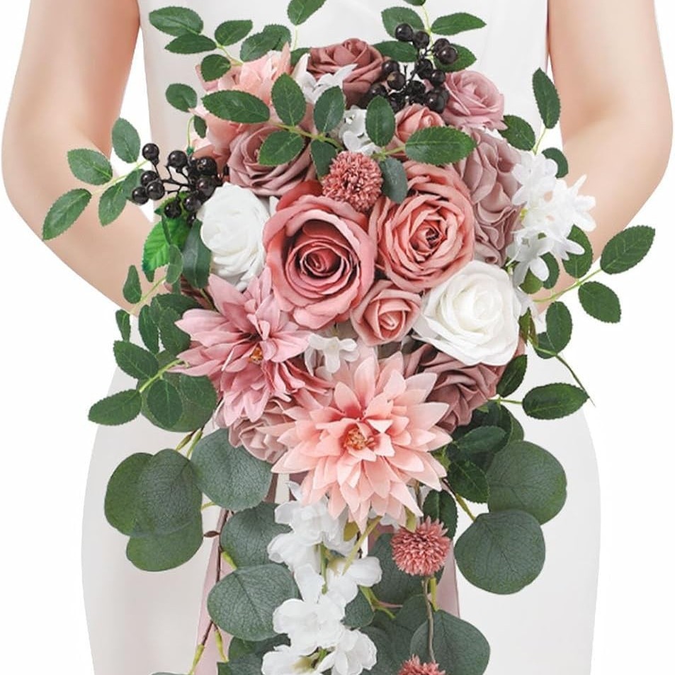 Rose pêche et blanc