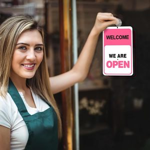 Dấu hiệu trả lại với đồng hồ màu hồng cho phụ nữ 'chúng tôi sẽ trở lại' và 'chào mừng chúng tôi mở' từ trên hai mặt bao gồm cốc hút - Product Image 6