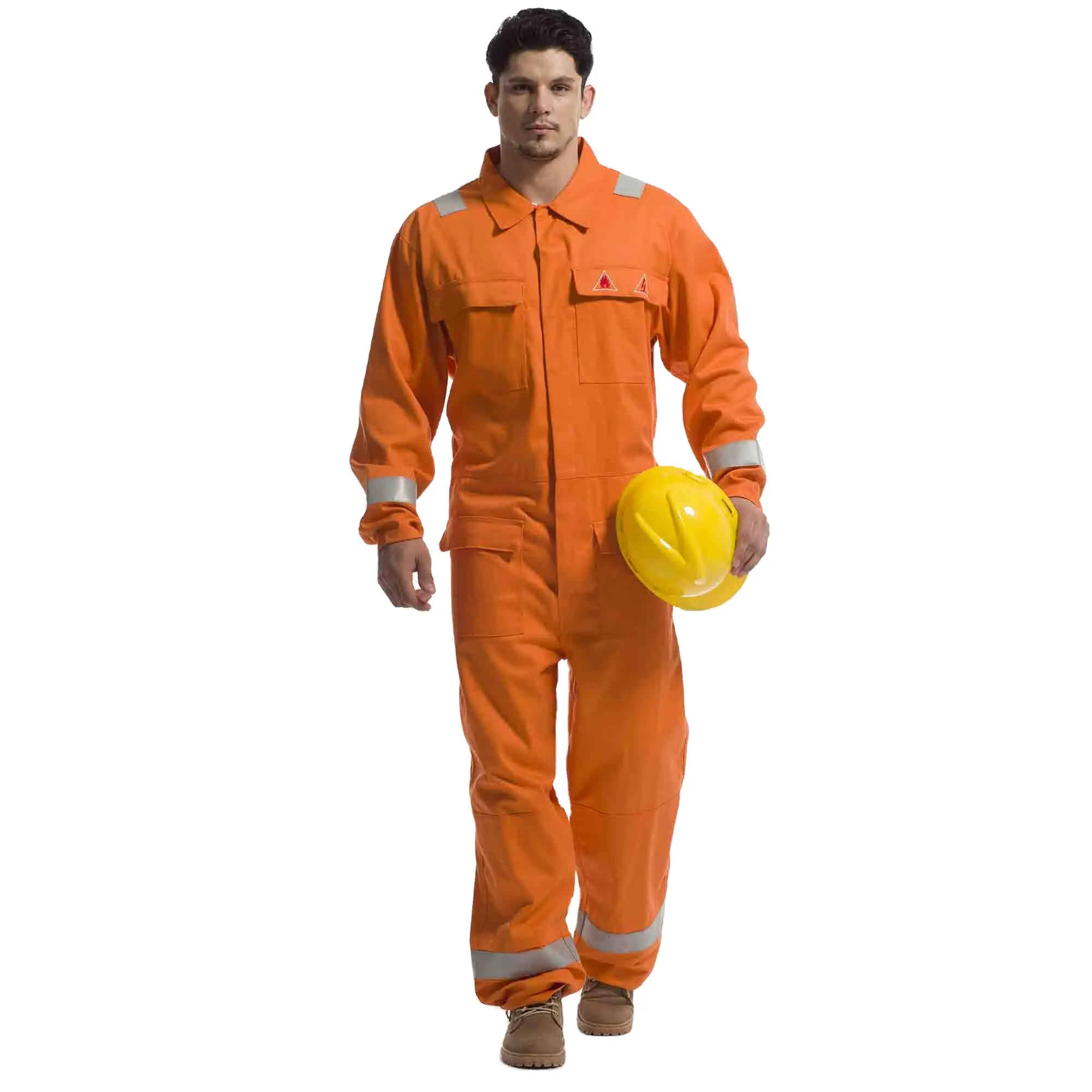 Men der Work Protective Coverall Flame Retardant Coverall Overall Reflective Work Wear Work Protection 100% Cotton Orange 500pcs