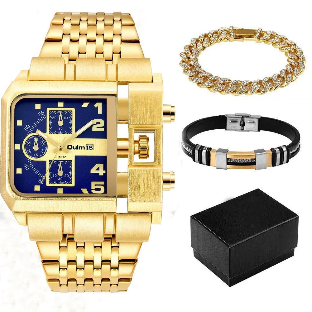 12 Oulm 3364 Blue Gold Watch with Bracelet and Box