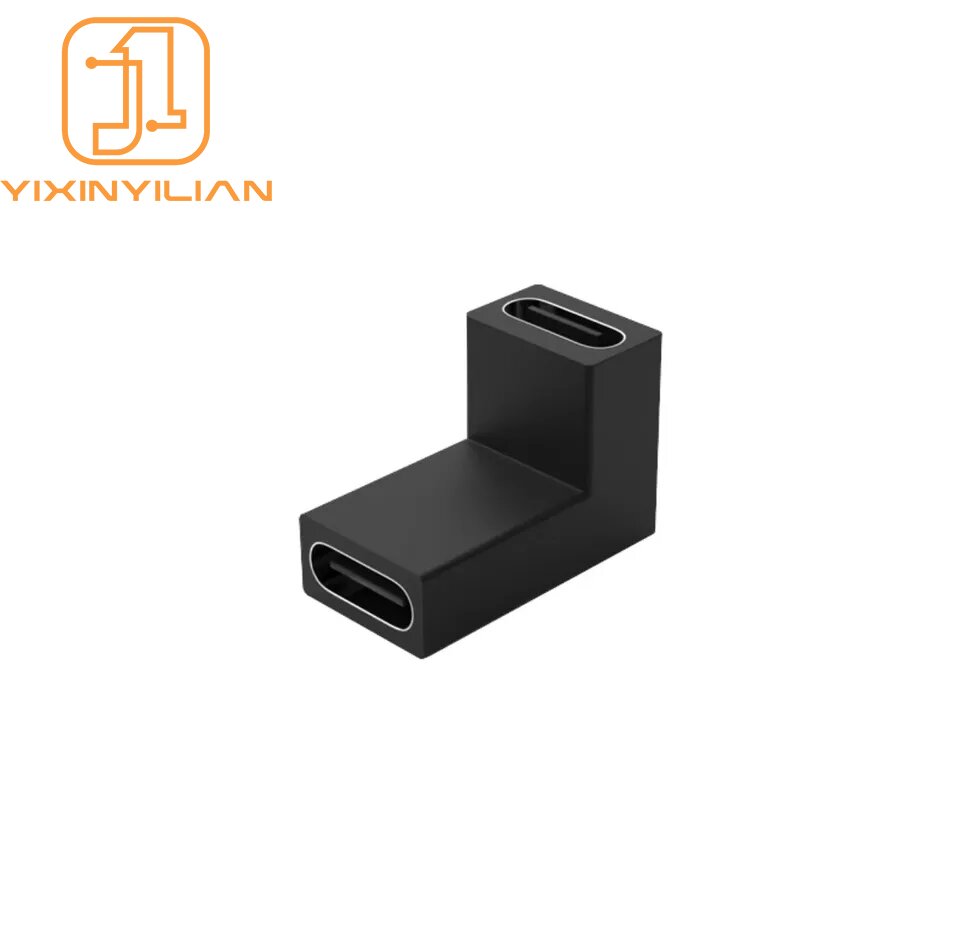 USB type c female to female 90 degree angle black
