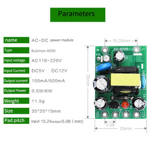 XH-M299 AC-DC Isolado Comutação Módulo de Alimentação da Placa do PWB 12V0.5A + 5 Entrada 110-220V Saída V