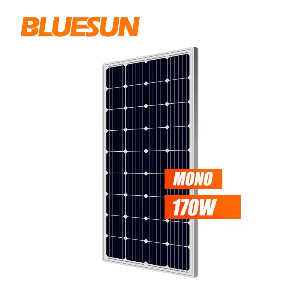 Bluesun18vソーラーパネル150w160w 170w 180w 190w200wインド市場向け家庭用モノラルソーラーパネル