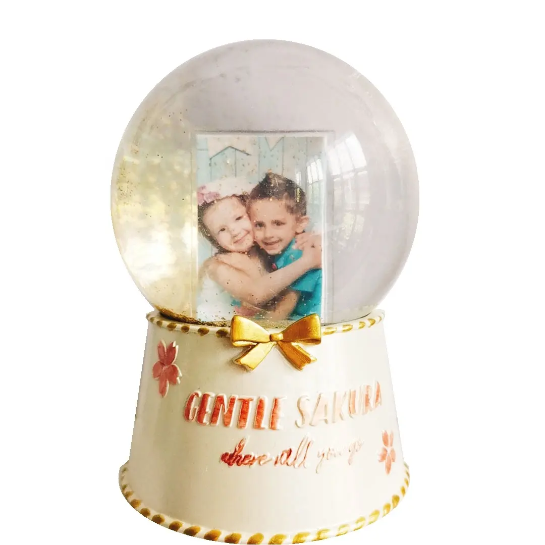 100mm personalizado Photo Frame Snow Globe resina artesanato com foto produtos Water Snowglobes