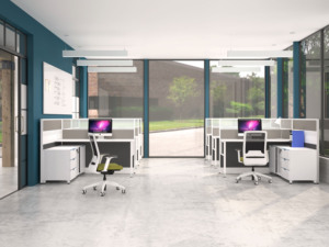 <strong>Modular</strong> <strong>System</strong> Office Workstation <strong>Partition</strong> 6 Person Small Computer Cubicle Studio Desk - Product Image 5