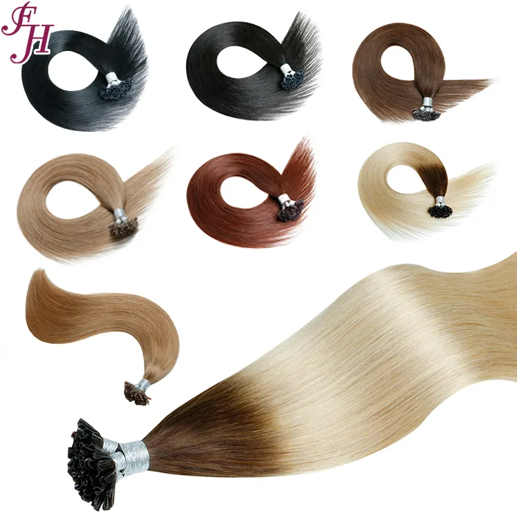 Fh वास्तविक बालों का विस्तार मानव उच्च गुणवत्ता यू टिप कस्टमी रंग वाइटनम केराटिन प्रीमियम मोटे बालों का विस्तार