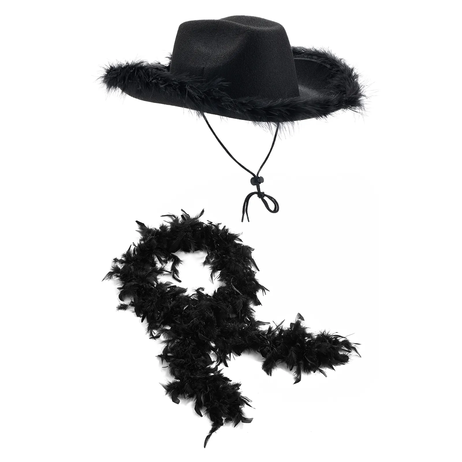 Women s Western Cowboy Hat with Feather Boa Crown- Perfect for Weddings Carnivals Rave Parties and Costume Accessories