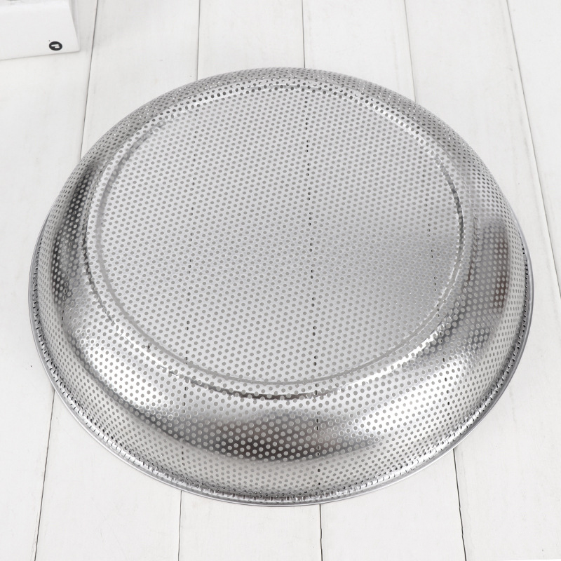 Round Steam Food Tray Multi-purpose Kitchenware Stainless Steel Flat Tray With Dense Holes