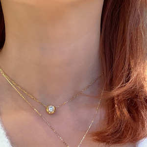 18k altın kaplama Dainty 925 ayar gümüş tek Infinity yuvarlak elmas kolye kolye kadınlar için - Product Image 5
