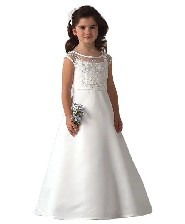 RTS Kids White Christening Flower Girl Wedding Party Holy Communion Dress For Girl Retail Wedding Prom