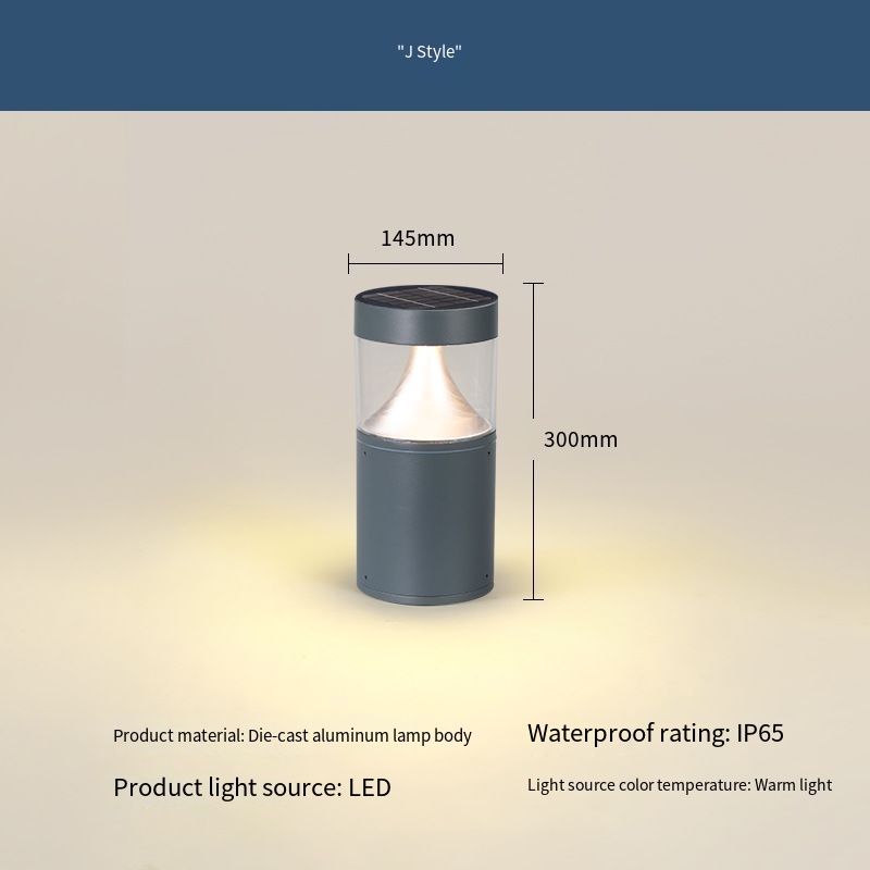 Lampe solaire de pelouse modèle J noire