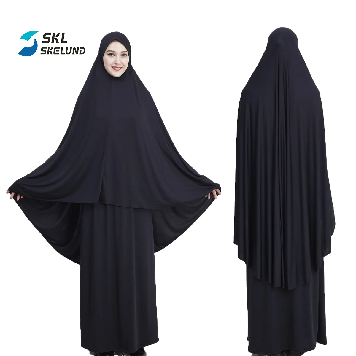 Vente en gros populaire islamique 2 pièces ensemble femmes prière Hijab robe dubaï musulman Khimar Jilbab personnalisé prière vêtements femmes musulmanes