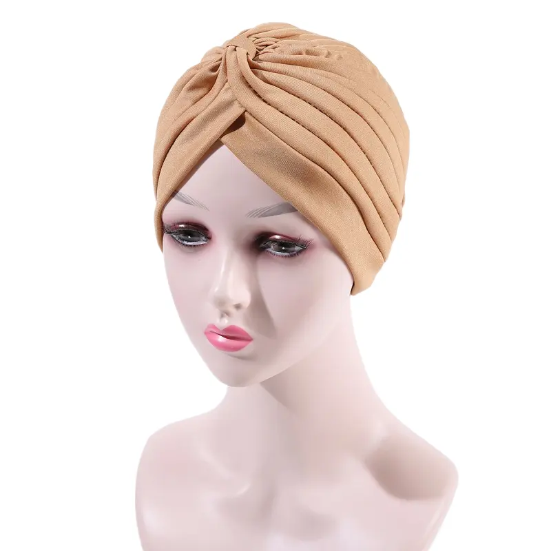 Turbante africano Head Wrap Golden Braid Beanie Headwear Flower Twisted Head turbanti per donne e ragazze tinta unita 2023 nuovo