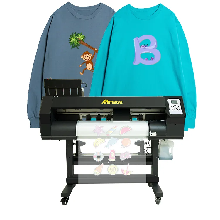 Kaus Printer DTF, Mesin Cetak Film Hewan Peliharaan Digital Tekstil dengan Mesin Pengocok Bubuk Tanpa Potongan