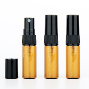 2ml 3ml 5ml 10ml Refillable <strong>Perfume</strong> Alcohol Sample Vial Glass Brown Amber Essential Oil Bottle With Atomizer Spray - Product Image 1