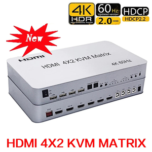 4K @ 60 4端口矩阵KVM交换机4X2 kvm交换机2端口双监视器4端口双监视器KVM交换机矩阵切换器USB - Product Image 3