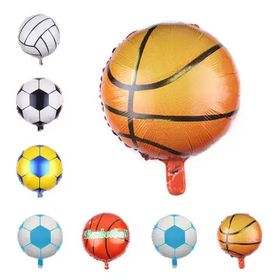 Balón de fútbol de 18 pulgadas, globos con forma de bola redonda de baloncesto, globos de aluminio para decoración de fiestas, suministros para Bar