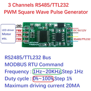 3Ch <strong>RS485</strong> 1Hz-20kHz Duty Cycle Frequency Adjustable PWM Square Wave <strong>Pulse</strong> Generator <strong>Modbus</strong> <strong>RTU</strong> for LED Dimming Motor Speed - Product Image 3