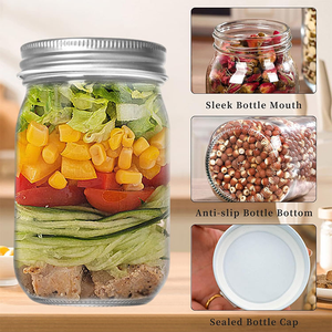 Wide Mouth Glass <strong>Mason</strong> Jars Canning Jars 150ml 250ml 380ml 500ml 750ml 1000ml Food Containers with Tinplate Lid - Product Image 4