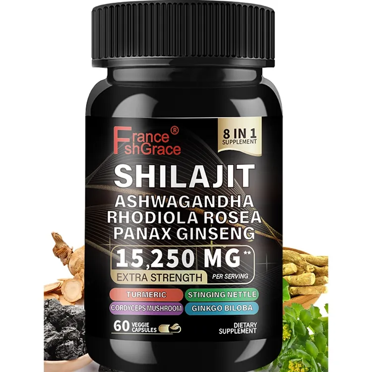 Tăng cường năng lượng Himalaya shilajit với Ashwagandha Rhodiola Rosea Panax Ginseng