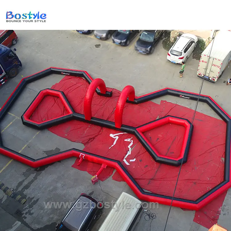 Melhor popular karting pista insuflável para crianças inflável comercial ao ar livre pista de corrida go karts com menor preço de fábrica