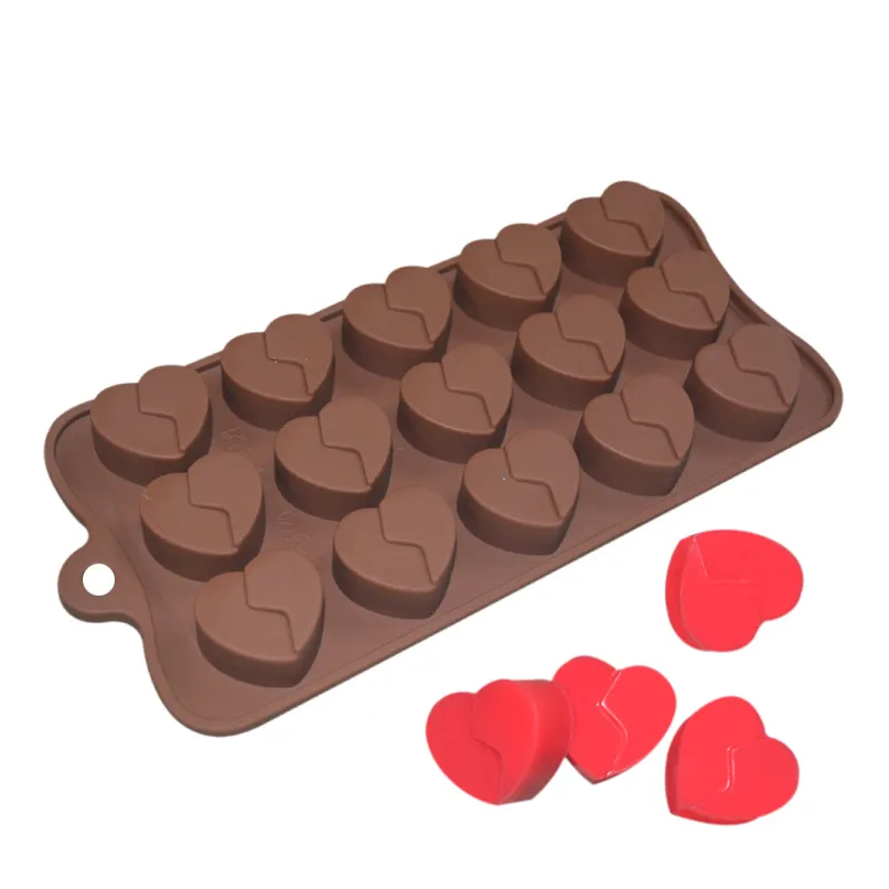 Özel çok kavite tasarım kek Mousse kalıpları kalp şeklinde silikon çikolata kalıpları