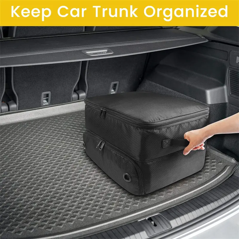 Custom OEM 2 Layer Golf Trunk Organizer Waterproof Car Golf Locker Case Bag For Shoes Waterproof Car Golf Locker with Separate