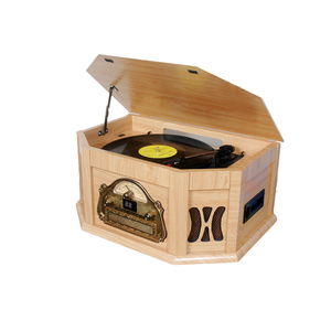回到60s-Style!木制留声机多转盘 & Jukebox记录AUX输入/CD播放机/AM，FM收音机/盒 - Product Image 1
