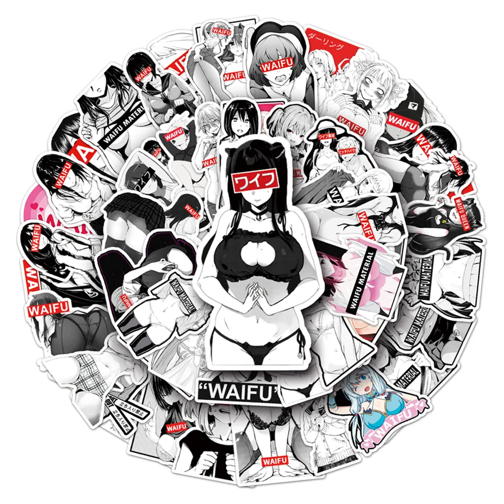 Vendita calda 51pcs Anime Waifu Sexy Girl Sticker adesivo impermeabile per Laptop decorativo fai da te