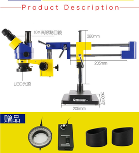 Microscopio Trinocular Mecánico, Microscopio Digital Estéreo con Zoom Continuo, 7X-45X, Brazo Doblado, PCB, Chip IC, Soldadura de Joyería - Product Image 5