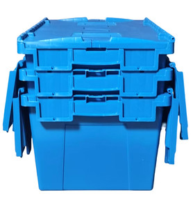 Cajas de plástico sólido apilables y encajables rentables con tapas para cajas de envío y logística - Product Image 4