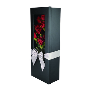 Scatole di fiori personalizzate pieghevoli pieghevoli rettangolari finestra aperta scatole di carta regalo di fiori di rosa di san valentino per mazzi