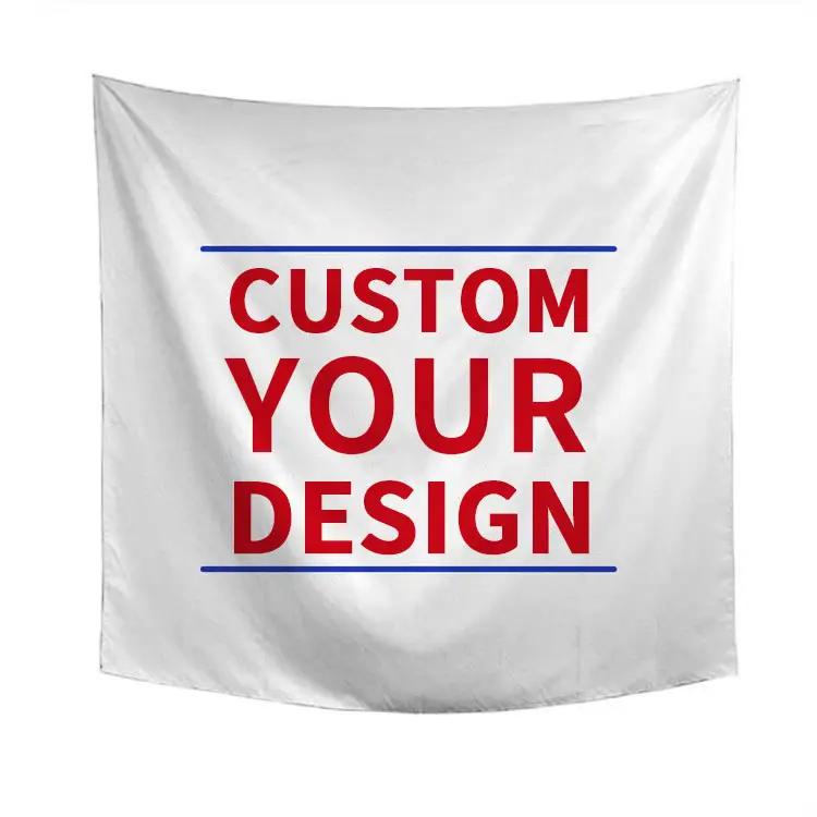 Высококачественный многоразовый дизайн с логотипом на заказ, недорогой сублимированный настенный гобелен из полиэфирной ткани для домашнего декора