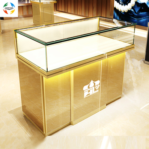标准带常规空间节省装饰木质滑动门手表亭展示柜带储物柜 - Product Image 2
