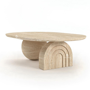 Mermer ve ahşap yarıçapı merkezi masa - Product Image 3