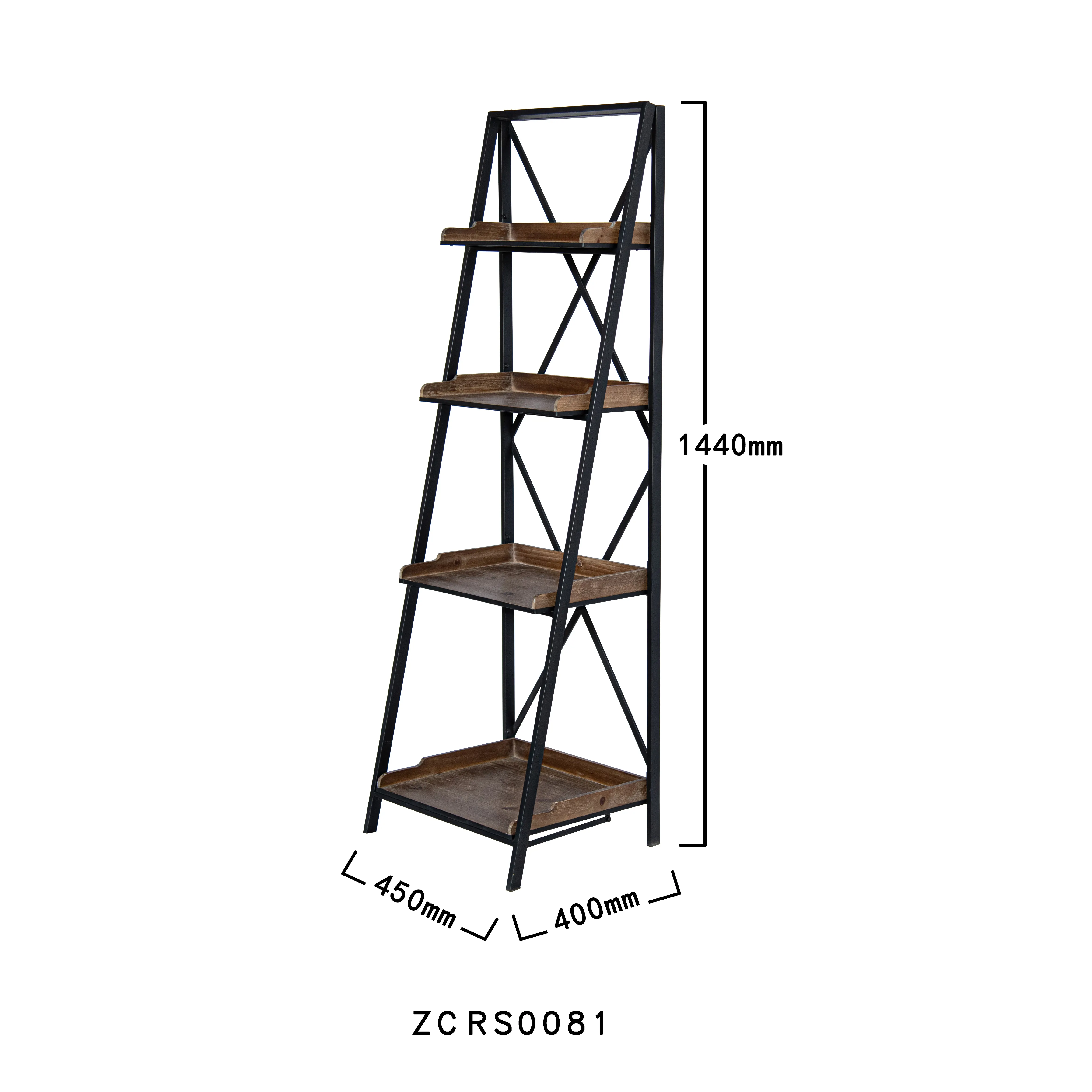 Innova Casa 4-Tier Estante De Madeira Estante e Prateleira de Armazenamento De Rack de Escada de Madeira Olhar Mobiliário Sotaque com Armação de Metal Prateleira