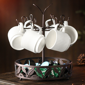 Nordic Design 6-Haken Kaffeetasse Getränke halter Baum Drehbarer Halter Metall Bar Display Rack für Theke Lagerung - Product Image 1