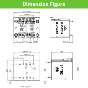 PCB 3.81mmピッチ用のワイヤコネクタのナットを備えた2列プラグオス端子台 - Product Image 3