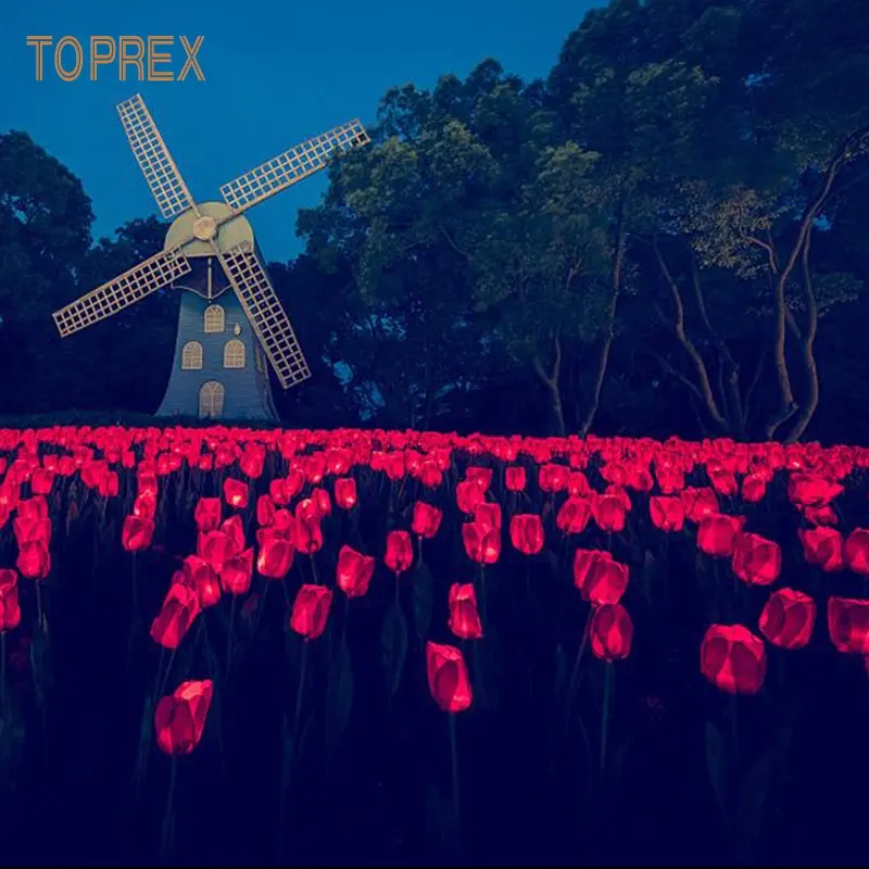 TOPREX DECOR Flor de tulipán Luces LED Suministros festivos y de fiesta para decoración de Bodas de noche al aire libre Disponible en rosa Púrpura Azul