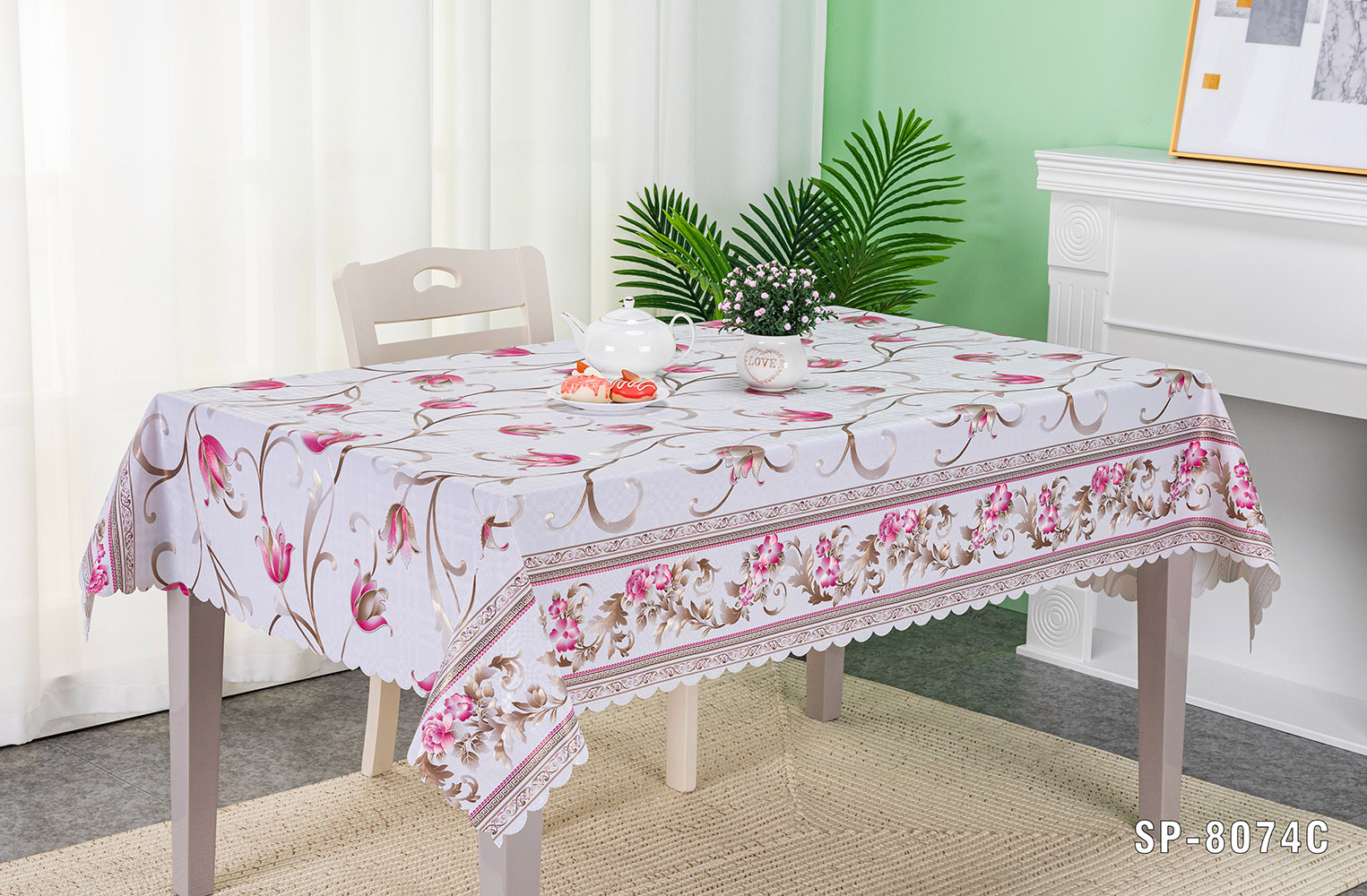 IUIU L-Metallic Embossing Home Dinning White PVC Tablecloth